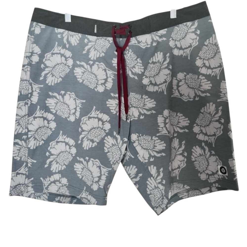 Linksoul Gray and White Board Shorts Tropical Design